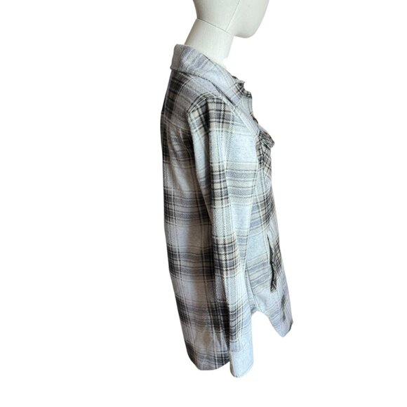 Fornia Women's Plaid Shacket Jacket XS Gray Beige Button Front – NEW - Picture 4 of 6